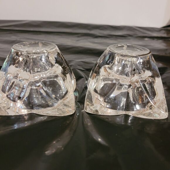 pair of petal Federal Glass Co candleholder clear dinner party table - Picture 8 of 8